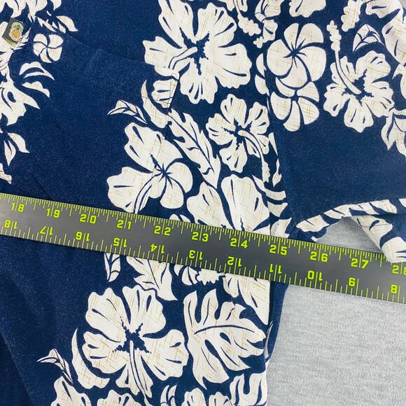 Pineapple Connection Blue & White Floral Short Sleeve Hawaiian Shirt Mens L - Picture 7 of 7